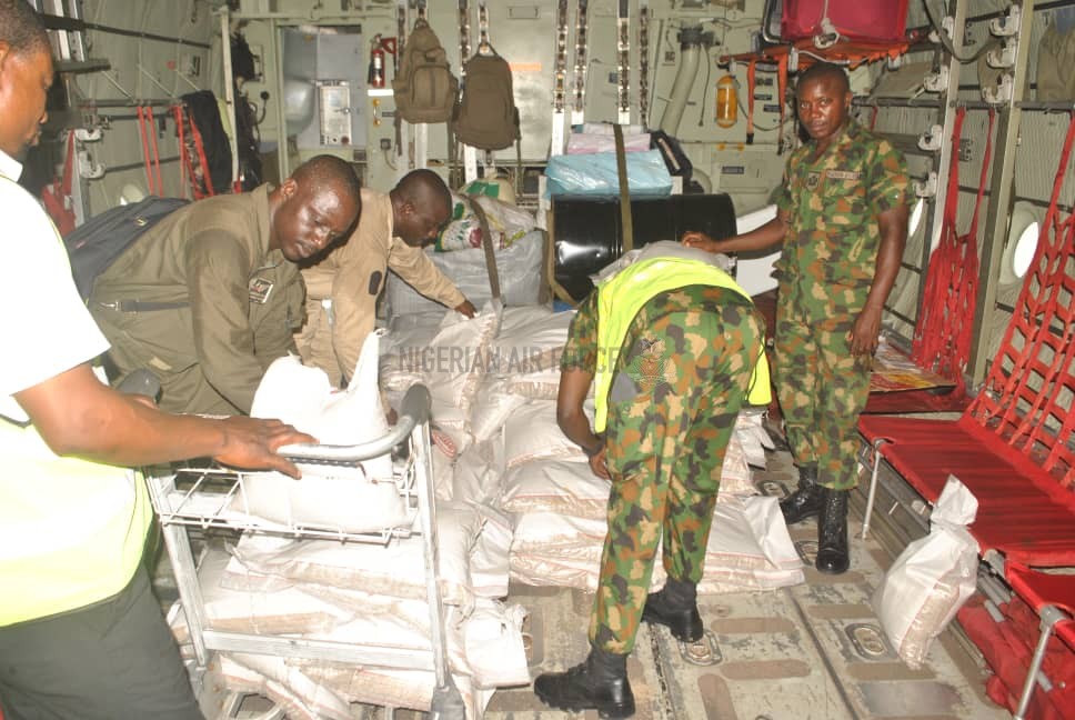 AID TO CIVIL AUTHOURITY: NAF AIRLIFTS RELIEF MATERIALS TO FLOODED COMMUNITIES IN BAYELSA STATE