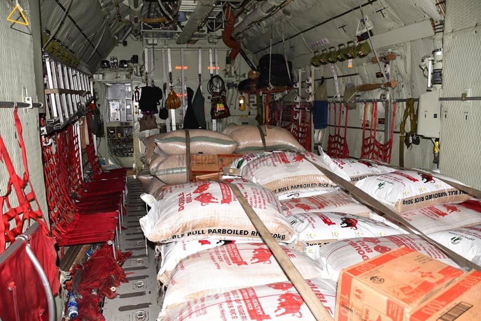 NAF COMMENCES AIRLIFT OF HUMANITARIAN RELIEF MATERIALS FOR IDPS IN BORNO STATE