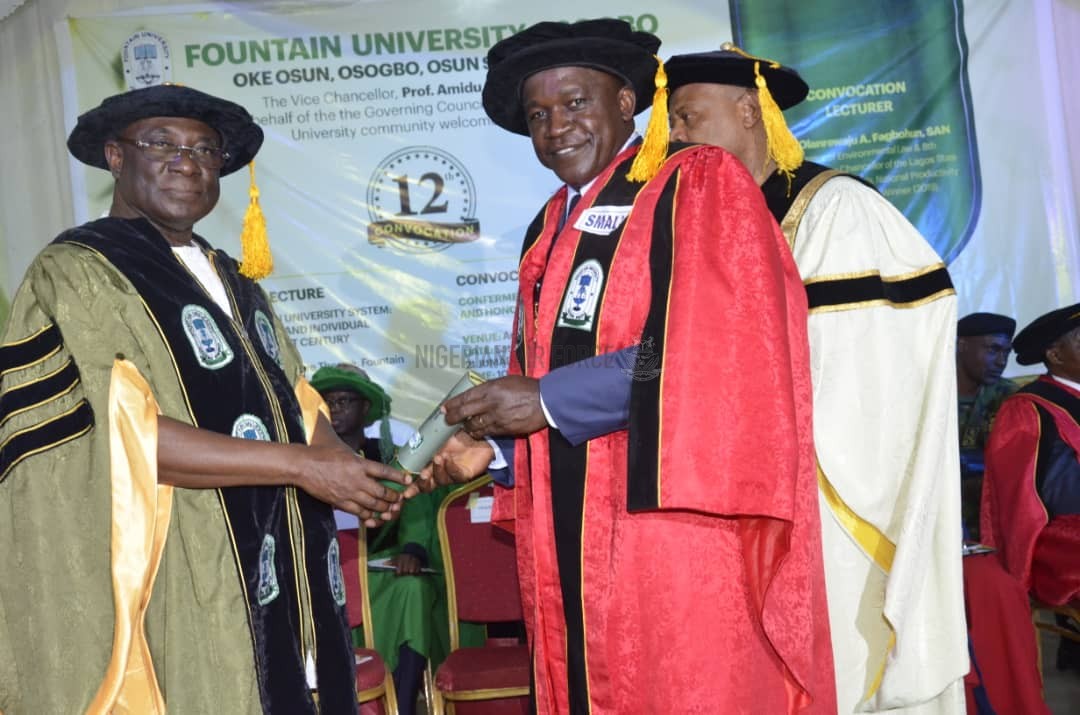 FOUNTAIN UNIVERSITY CONFERS HONORARY DOCTORATE DEGREE ON AIR MARSHAL AMAO